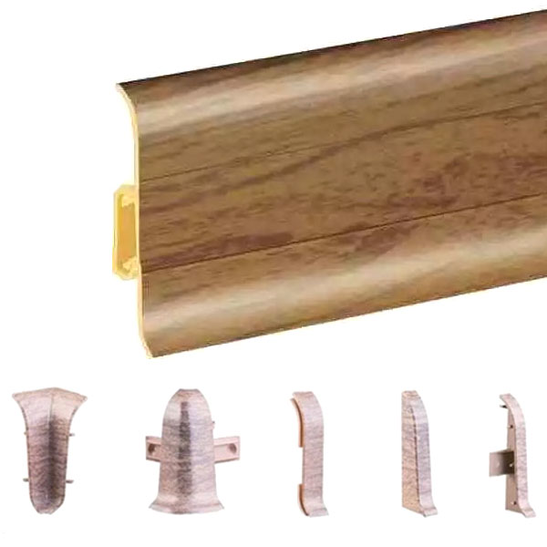 Walnut PVC Skirting Board & Cable Cover Flexible Edges Accessories